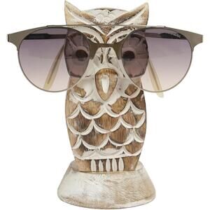 Handcrafted Wooden Owl Eyeglass Holder Stand – Sunglasses Display Gift 5.7” New